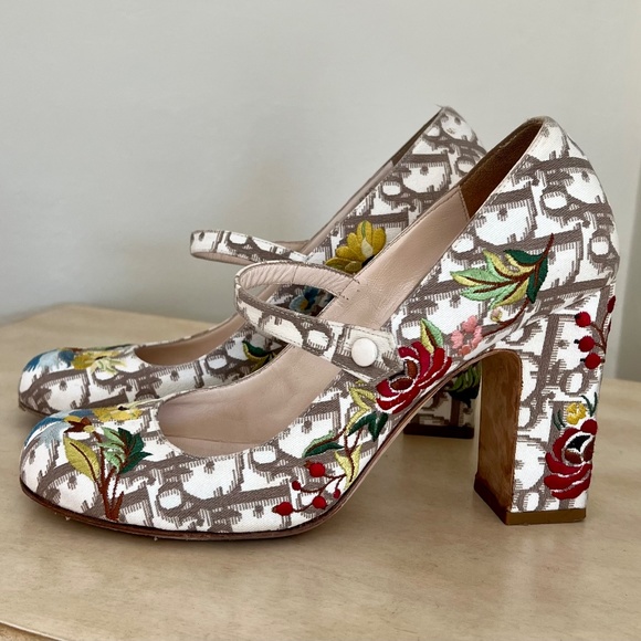 🎀Dior Logo Print High Heel Mary Jane Shoes🎀